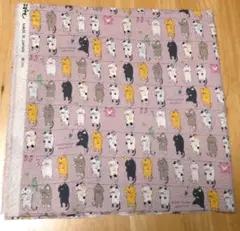 猫柄　洗濯干し猫柄　リップル生地　ベージュピンク色　約110cm✕約50cm②