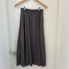 フレアロングスカート グレー ウエストゴム　ＧＵ