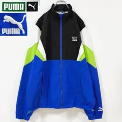 3XL相当　プーマ　90s復刻デザインナイロンジャケット　ロゴ刺繍　マルチカラー