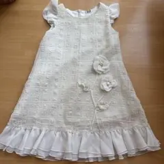❤︎フリルワンピース❤︎お花　白　110