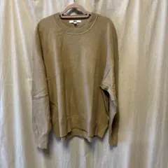 UNIQLO ウォッシャブルミラノリブクルーネックニット ベージュ (L)