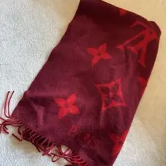 LOUIS VUITTON 赤 マフラー カシミヤ