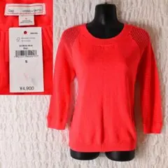 W2 新品 Women S GAP 袖メッシュ ニット 七分袖のサムネイル