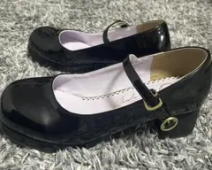 【完売品】YOSUKE 厚底ヒール　パンプス　ストラップ　花刺繍 LL