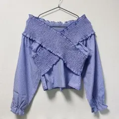 Avail❤️新品未使用　ストライプシャツ　2wayオフショルダートップスのサムネイル