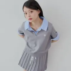 chico 刺繍入り襟付きポロニット