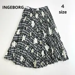 美品✨インゲボルグ デニム風 プリーツロングスカート ウエストゴム 濃紺 M 美品✨インゲボルグ デニム風 プリーツロングスカート ウエストゴム