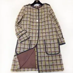 美品✨大きいサイズ MaxMara サイズ44 ノーカラーツイードコート