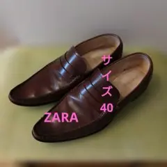 お値下げ中！ザラ　ブラウン レザー ローファー