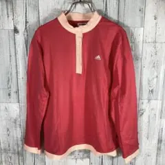 アディダスゴルフウェア長袖ポロシャツ 赤 ピンクレディースLサイズ