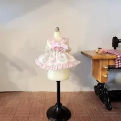 【ハンドメイド】小花柄オーガンジーフリルワンピース＊赤ちゃんサイズ