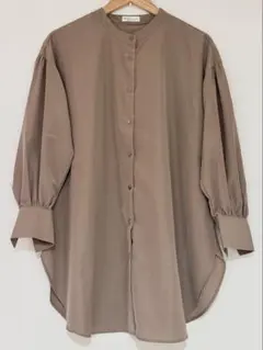オーバーサイズシャツ レイヤードシャツ モカブラウン シンプル 無地 丈長め