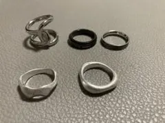 リングセット シルバー ブラックメタル