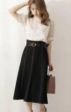 デニムマーメイドフレアスカート　プロポーションボディドレッシング　ブラック