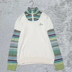 GREEN CLUBS 重ね着風ハイネックニットトップス長袖［F］アイボリー