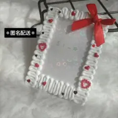 トレカケース ホイップデコ B8 硬質カードケース 推し活 白 リボン 赤