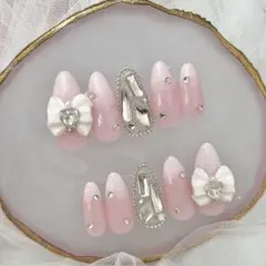 96♡ ネイルチップ　ワンホン　フレンチガーリー ちゅるん　ベイビーブーマー