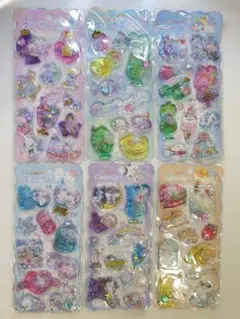 ウォーターインシール　グリッターシール 透明シール6枚セット