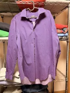 VAN HEUSEN スリムフィット パープルドットシャツ 古着