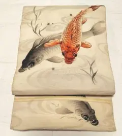 名古屋帯 金魚 白地 夏帯 切らない作り帯 アンティーク風 - メルカリ