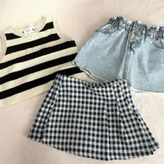 ZARA86.80 ボーダーサマーニット＆スカート