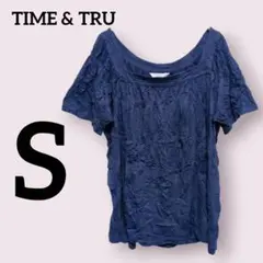 TIME & TRU【S】半袖シャツ ネイビー系 シンプル ラグランスリーブ