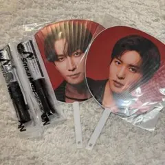 【使用済】Snow Man 目黒蓮 渡辺翔太 ON うちわ ペンライト セット