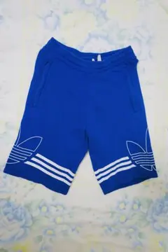 adidas アディダスオリジナルス 刺繍ロゴ スウェットパンツM 青 短パン