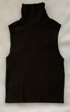 ZARA ノースリーブ ハイネック リブニット ブラック Sのサムネイル