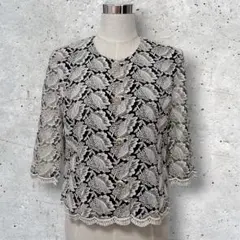 日本製 総刺繍 金ボタン リーフ柄 ジャケット レトロ ノーカラー １３号　XLのサムネイル