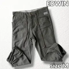 美品【EDWIN】イージーパンツ バナナファイバー ロールアップ カーキ M