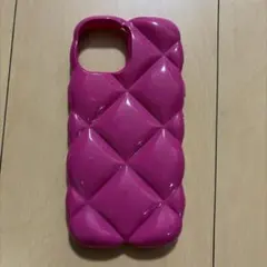 iPhone15 ケース キルティング風 ピンク