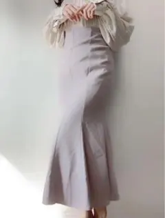 GRL rut712 ストレッチツイルマーメイドフレアスカート M グレージュ