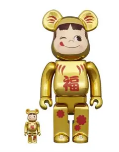 BE@RBRICK 招き猫 ペコちゃん 福 黒 ブラック 100% & 400% - メルカリ