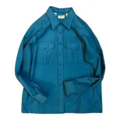 DEAD◎80s USA製 L.Lビーン シャモアクロスシャツ 青緑 S相当◎