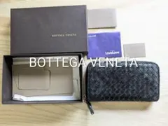 Bottega Veneta ブラックレザー 長財布 イントレチャート