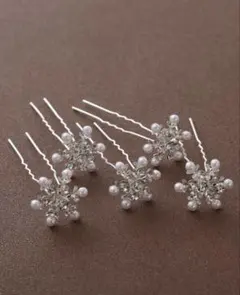 雪の結晶型ヘアピン5個セット