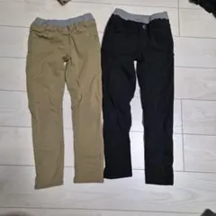 カーキ・ブラック スリムフィットパンツ 2点セット