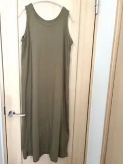 craftノースリーブ ロングワンピース カーキ