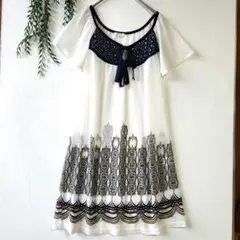 シネマクラブ『M』Aライン シースルー 半袖チュニック ワンピース エキゾチック