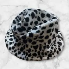 ダルメシアン柄 フリース バケットハット