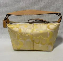 COACH イエロー ロゴパターン ハンドバッグ