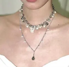 ヴィンテージ パール ネックレス チョーカー セット Y2K お洒落 かわいい