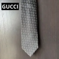 GUCCI グッチ ネクタイ シルク GG 総柄 刺繍 グレー系 ブラック系