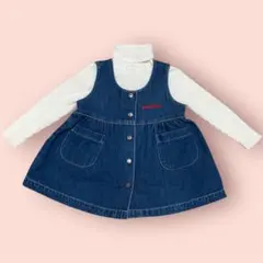 ミキハウス 80 デニムワンピース 秋冬物 レトロ オールド ヴィンテージ