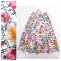 【美品】Shower Party✕LIBERTY　ミモレ丈フレアスカート　花柄のサムネイル