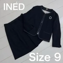 ☆INÉD☆ブラック　スカートセットアップ ペプラム　レース　サイズ9♡
