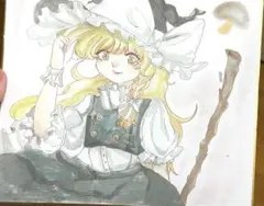無*文様 東方Project 霧雨 魔理沙 手書き 色紙 イラスト - メルカリ