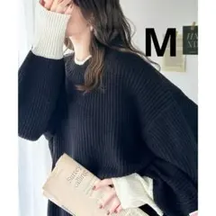 クラシカルエルフ　黒×白　オーバーサイズニット ブラック