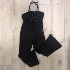 ANAP KIDSレースアップオーバーオール ブラック120